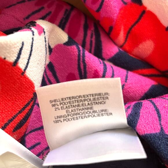 Pappagallo Wms 6 Pink Red Poppy Floral Print Stretch Knit Ankle Pants Modern - Picture 8 of 10